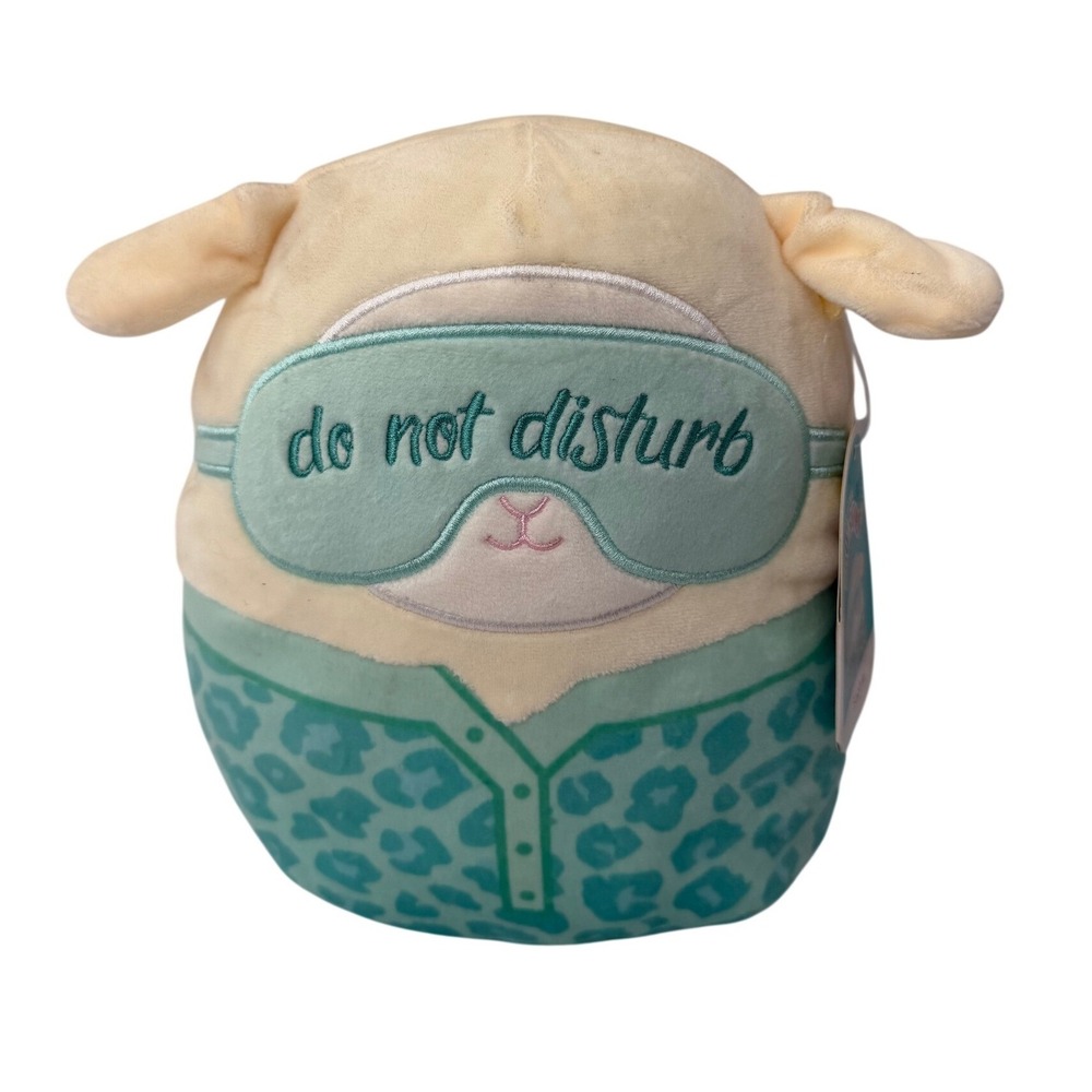 Squishmallows Sophie Lamb 8 Inch Plush Sleepover Eye Mask Pajamas Teal Cream NWT
